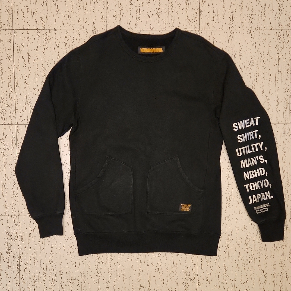 Neighborhood Black Embroidered Heavyweight Pullover Crewneck Sweater